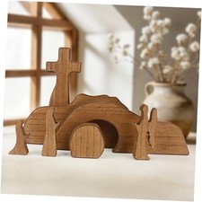 Empty Tomb Easter Scene and Cross Decoration, Wooden Easter Resurrection Scene 