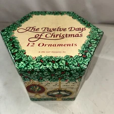 C & F Enterprises Inc 1996 Set Twelve Days Of Christmas Decaupage Paper Mache 12