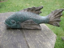 vintage HAND CRAFTED WOODEN FISH ORNAMENT FIGURE 39cm long