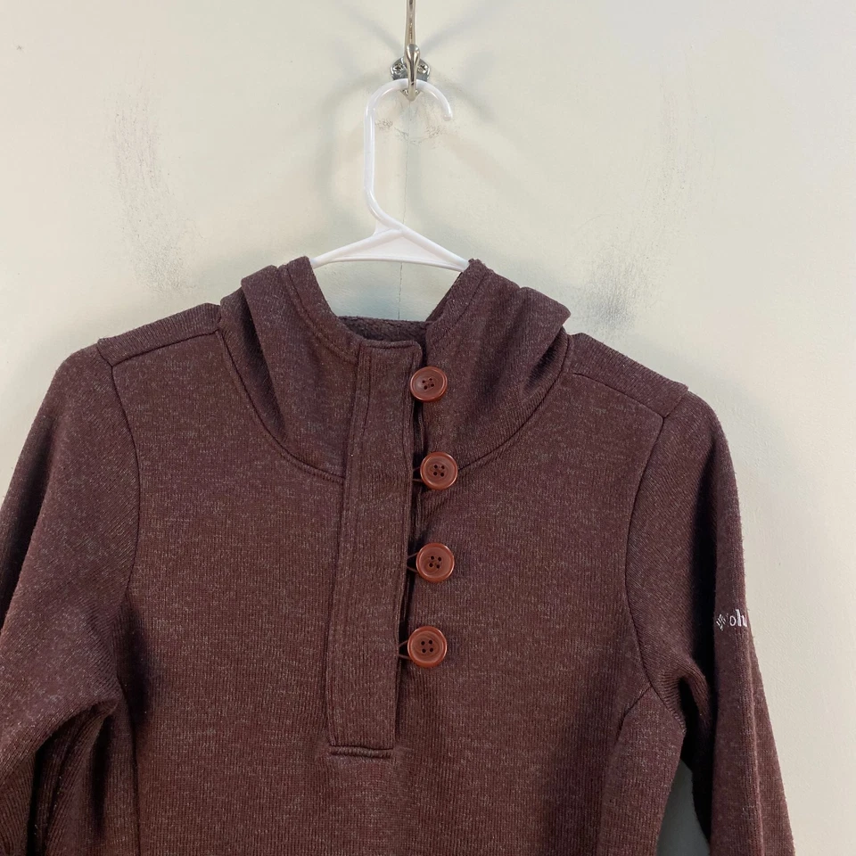 Columbia Mujeres XS Top Púrpura Sudadera Pullover L/S Medio Botón Con Capucha 7962 Foto 4 de 4