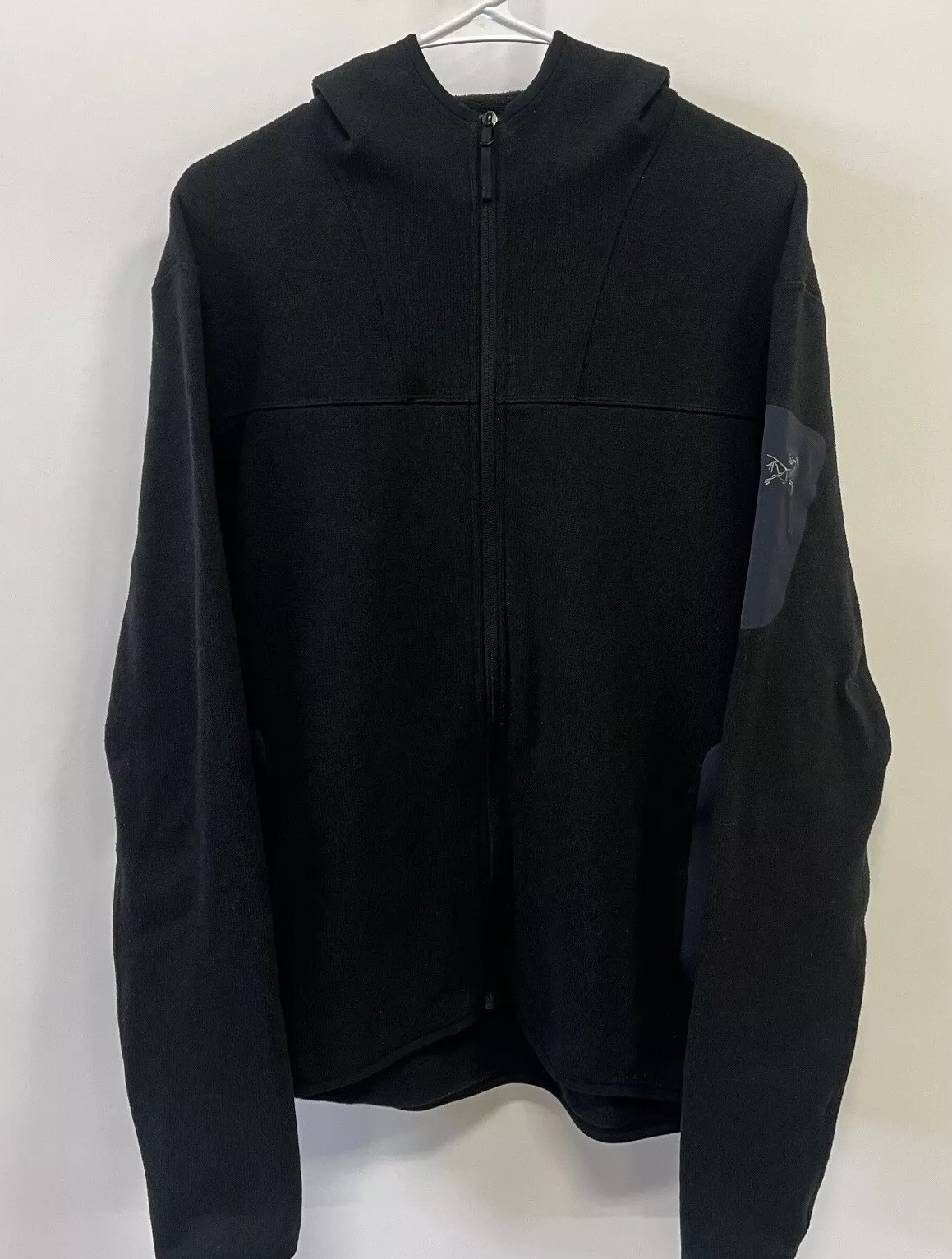 ARC'TERYX Arcteryx Covert Hoody Jacket Nero Pile con Cappuccio Full Zip Up Uomo Large