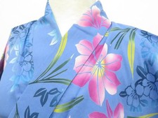JAPANESE KIMONO YUKATA BLUE PURPLE 158cm 5 ft 2 in COTTON EE7803