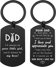 Dad Gifts from Daughter Son, Daddy Birthday Keychain for Men, I Love Dad