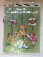 Vintage Bucilla Christmas Needlecraft Jeweled Holiday Ornaments 3392 Kit