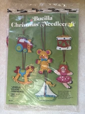 Vintage Bucilla Christmas Needlecraft Jeweled Holiday Ornaments 3392 Kit