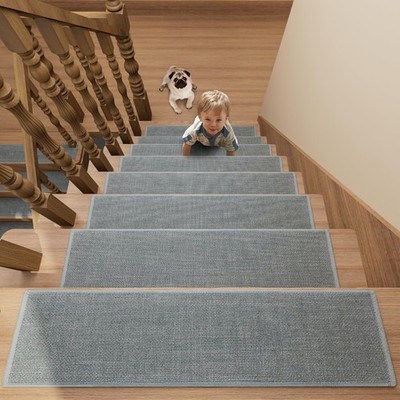 Stair Treads Carpet for Wooden Steps with Non Slip Rubber Backing, 100% Polye...