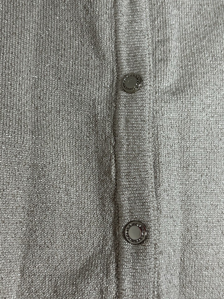 White House Black Market Women’s Cream And Gold Shimmer Front Snap