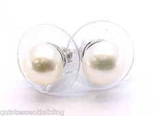 Bridal Sterling AAA Quality 6mm Off White Cream Pearl Stud Post Earrings