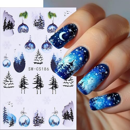 6 Sheets Christmas Nail Art Stickers 3D Self Christmas Flower Nail Decals-6 - Picture 4 of 7