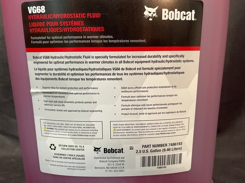 Bobcat 7486193 VG68 Warm Climate Hydraulic/Hydrostatic Fluid (2.5 ...