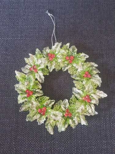 Glass Holly and Berries Double Sided Wreath - Picture 2 of 6