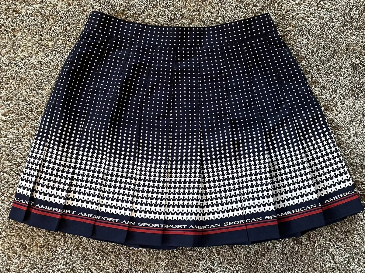 VTG 80s TAIL 6 Pleated Tennis Mini Skirt Red White Blue