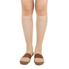 Copper Closed Toe Compression Socks Leg Calf Ankle Support Men Women S-XL