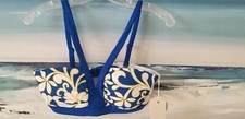 NEW Boden Ladies 8 Glorious British Style Blue Cream Pattern Bikini Top Swimwear