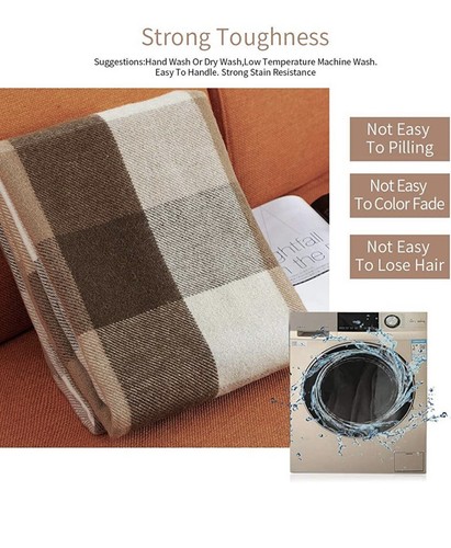 Farridoro Wool Throw Blanket Fringe 51 Inch with 67 Inch Wool Decorative - Picture 5 of 9