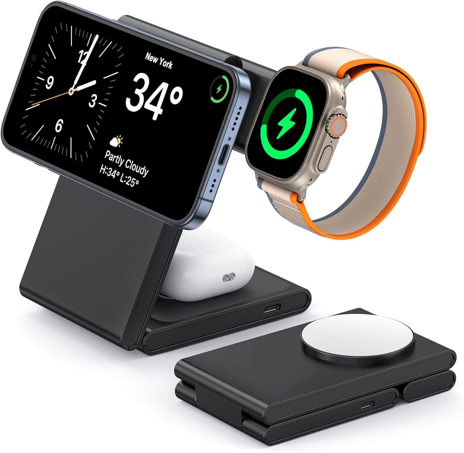 Foldable Mag-Safe Travel Charging Station for Fast Multi-Device iPhone Charging-image