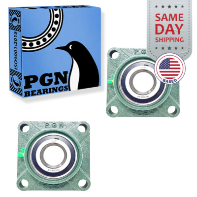 (2) UCF208-24 Solid Pillow Block Flange Mounted Bearing 1-1/2'' Bore 4 Bolt