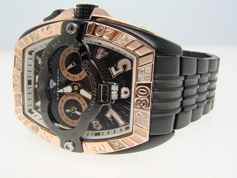 Mens Aqua Master Rose Finish 0.50CT Genuine Diamond 45mm Signature Watch - Image 3 of 4