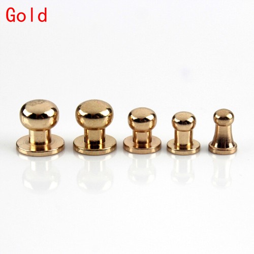 10 Set Brass Screwback Screw Stud Button Round Head Nail Rivet Leather Crafts UK - Picture 13 of 16