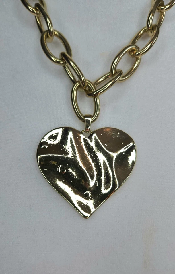 Thalia Sodi Goldtone Hammered Heart Necklace - Image 2 of 4