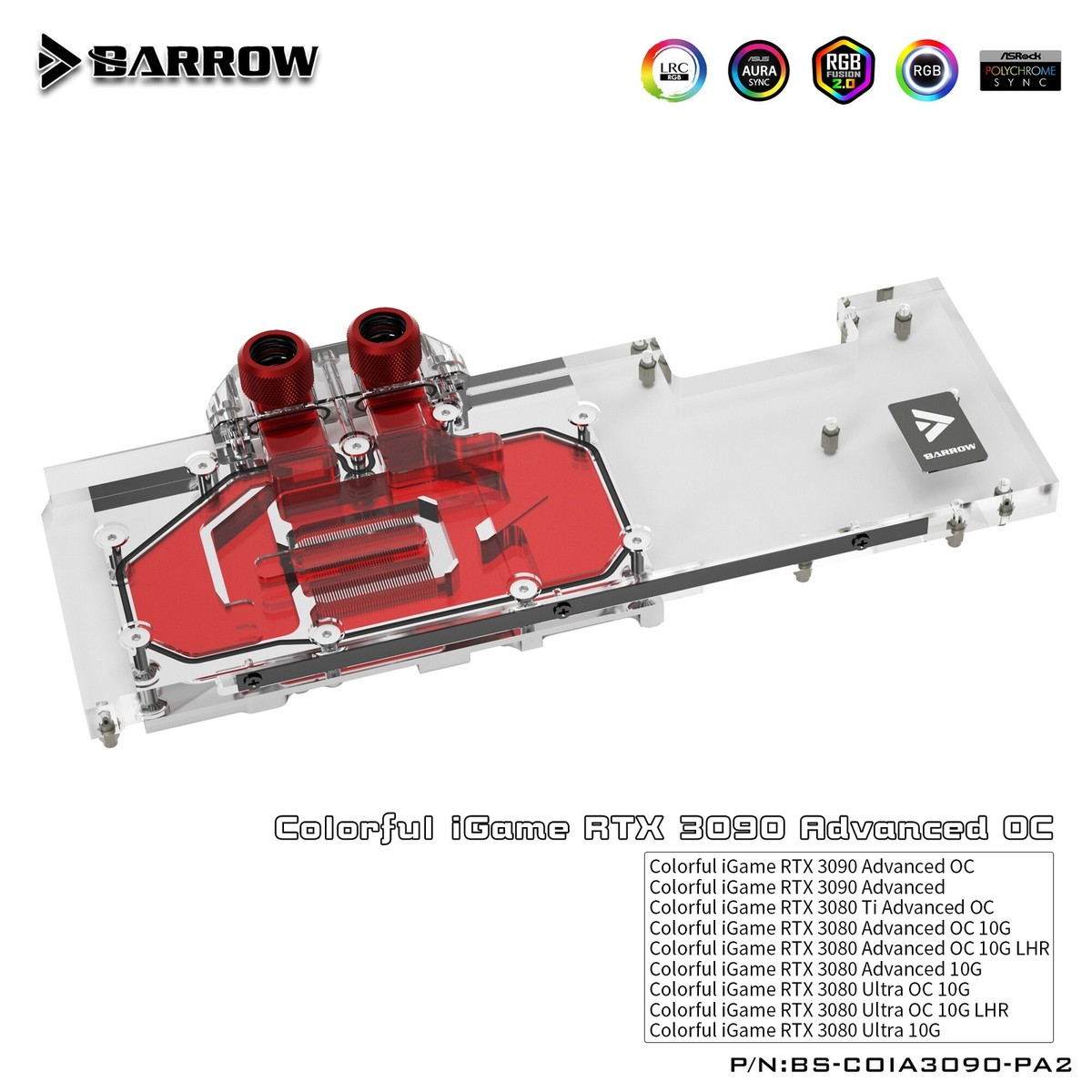 Barrow GPU Water Block For Colorful RTX 3090/3080 Advanced OC BS