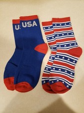 Woman's July 4th Holiday Socks Red White And Blue Independence Day 2 Pair