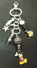MICKEY MOUSE HAND CRAFTED KEY CHAIN, HANDBAG CLIP, BACKPACK FOB, CHARM. OOAK
