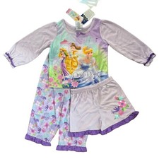 Disney Princess Toddler Girl's Lavender Floral 3-Piece Pajama Set - 2T - NWT