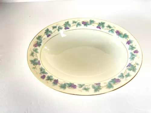 VTG 1950's Theodore Haviland Arbor Grapes & Leaves 9-3/4” Oval Serving Bowl VG