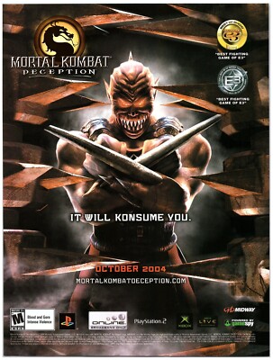 2004 Mortal Kombat Deception Print Ad,  Baraka Blakes Teeth It Will Konsume You