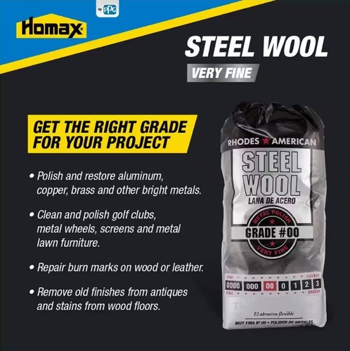 Homax Rhodes American Steel Wool Medium Grade #1 - 12 Pad - Picture 3 of 8