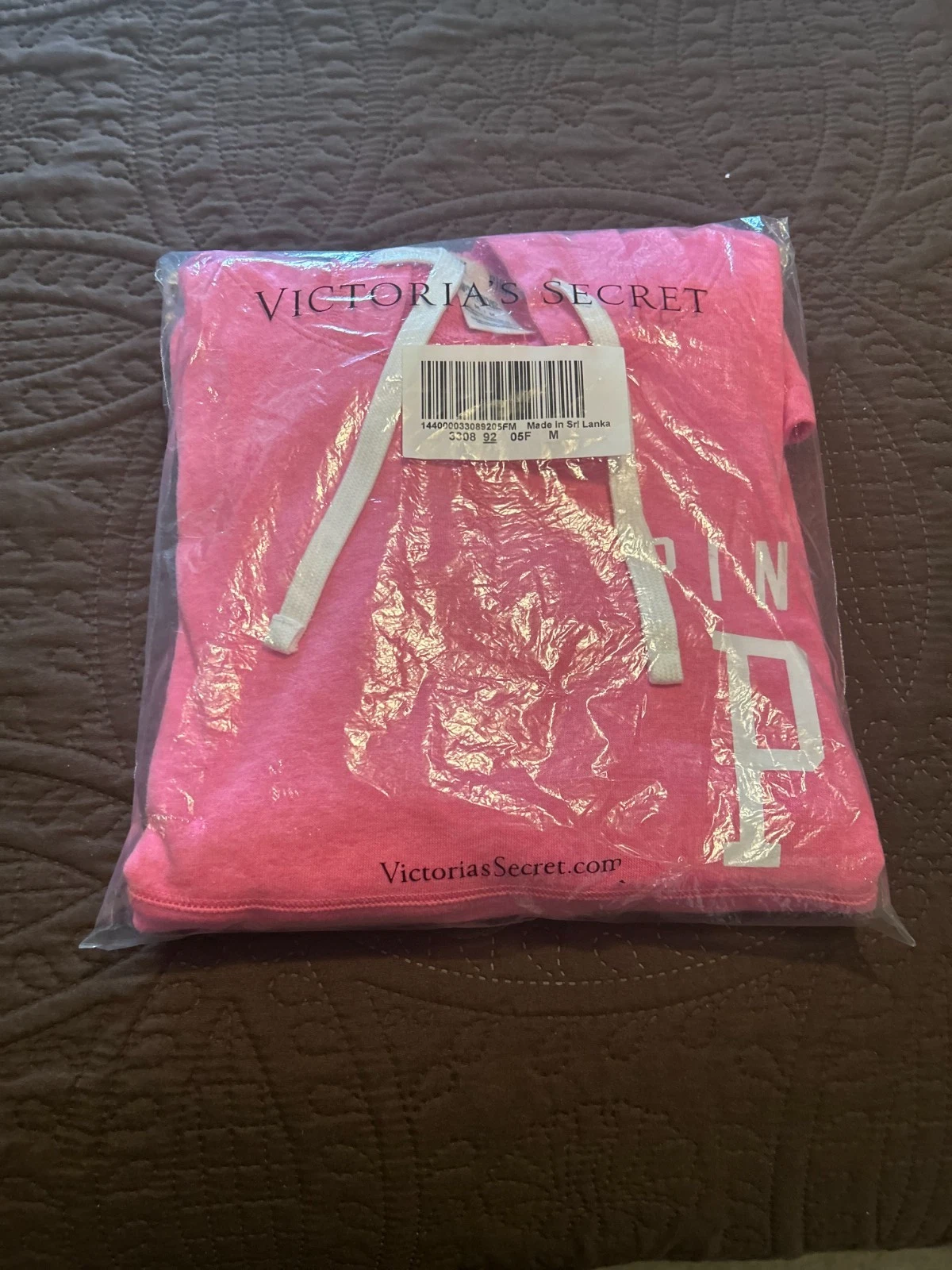 UNDERCOVER Victoria’s Secret ROSA French Terry Varsity tunica felpa con cappuccio copricostume media NUOVO