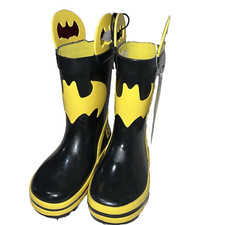 New DC Comics Batman SIZE 7-8 Superhero Mud Rain Boots Spring Pull On Farm Boys