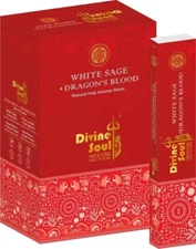 Divine Soul White Sage Dragons Blood Agarbatti Rolled Incense Sticks 15gX12 Pack