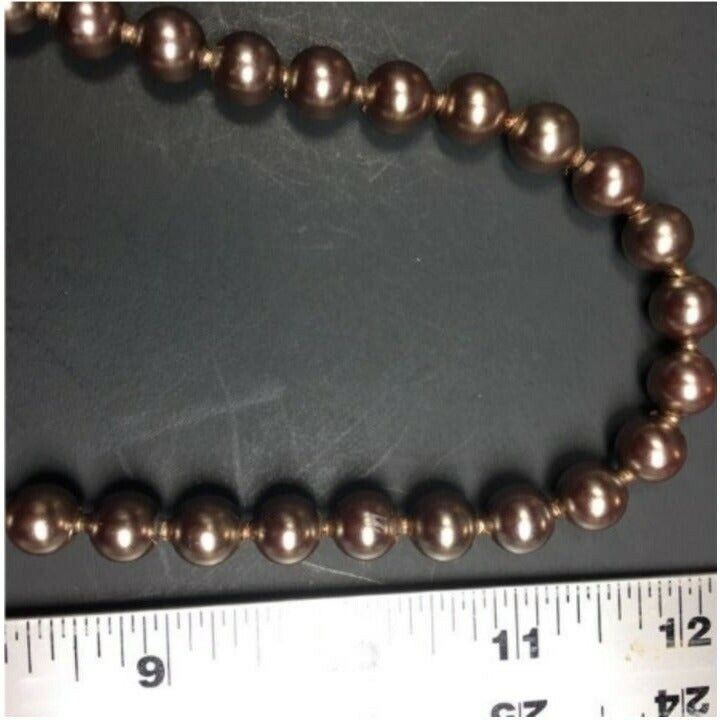 VTG Pop Bead Necklace Long Dark Copper Brown Pear… - image 6