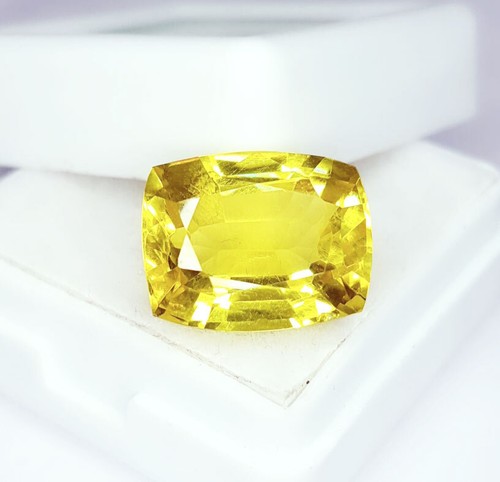 10 Ct Natural Yellow Sapphire Loose Gemstone Cushion Cut Sapphire Certified gem - Imagen 6 de 13