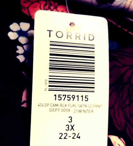 Torrid 3 Sleep Cami Satin Double v neck Black Floral Lace Stretch 3X 22 24 NWT - Picture 9 of 9