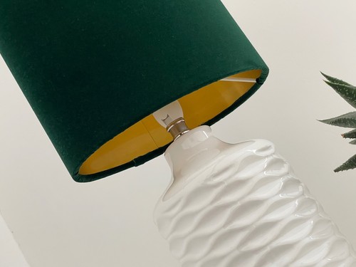 Lampshade Forest Green Velvet Brushed Gold Drum Light Shade - Picture 5 of 12