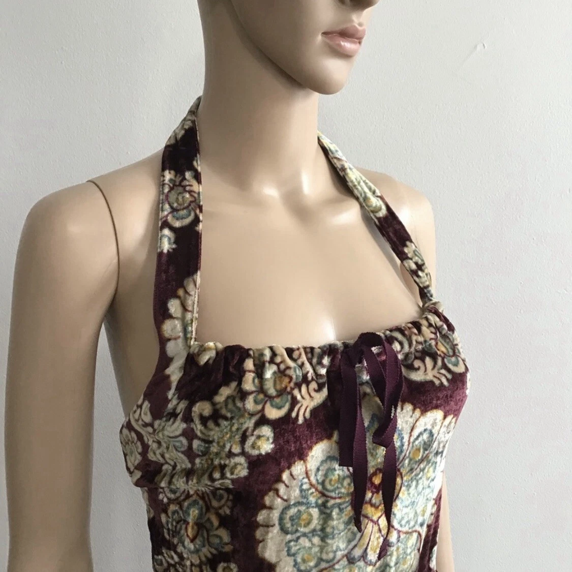 Abito vintage Moschino economico e chic in velluto senza schienale taglia 10