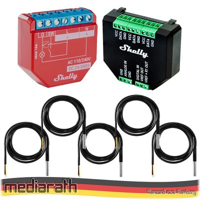 Shelly Plus 1PM + Plus Addon + DS18B20 Temp Sensor 16A DC-AC WiFi Power Metering
