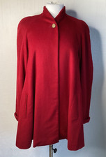 Edina Ronay Red Wool Cashmere Blend Coat Trapeze Mid Length Size 10 Uk Cape