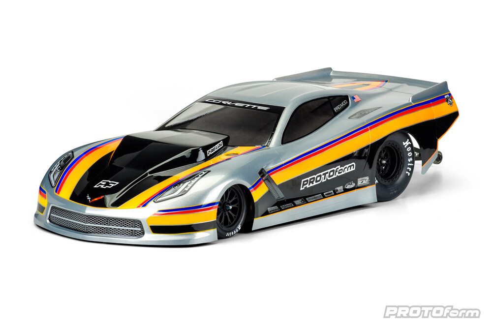 ホビーラジコン Protoform Chevy super truck 1211 Protoform 1571-40 Chevrolet Corvette C7 1/10 Pro-Mod Drag Car Body