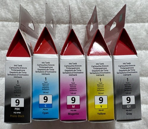 Canon PGI-9 Photo Black Cyan Magenta Yellow Gray Ink Genuine Sealed Retail Boxes - Picture 6 of 11