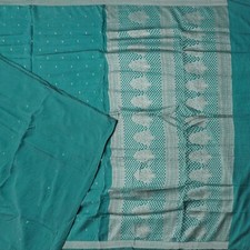 Namaste Vintage Teal Sarees 100 Pure Silk Woven Indian Sari 6YD Craft Fabric