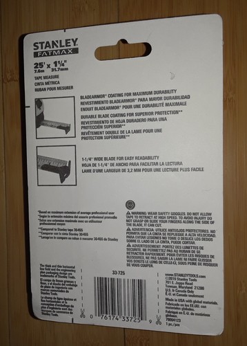 Stanley 25' (33-725) FATMAX Tape Measure, 10x Blade Life 14' Reach. Made in USA - Picture 4 of 10