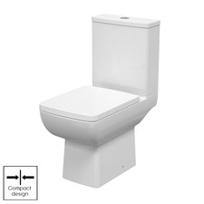 Nuie Cleo Compact Close Coupled Toilet White Ceramic Square Pan 3/6 Litre Flush