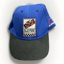 Vintage Blueprint Racing Snapback Hat Cap Made in USA Embroidered Blue