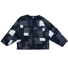 Vintage 90s handmade patchwork quilt sweatshirt open sweater cardigan Whimsygoth