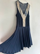 Marks and Spencer 6 £45 occasion dress new navy cream lace skater tea new