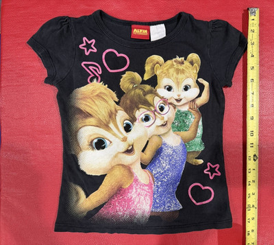 Y2K Alvin & the Chipmunks The Chipettes Kids Girls Shirt Black 6/7 Vintage Rare